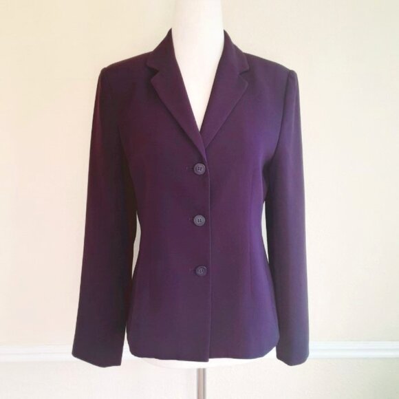 VINTAGE Casual Corner Annex Deep Plum Blazer 2P - Picture 3 of 6